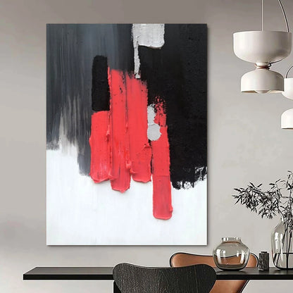 “Red, Black, White Blocks ‘Bold Simplicity’” - Abstract Impasto Painting On Canvas DTP394