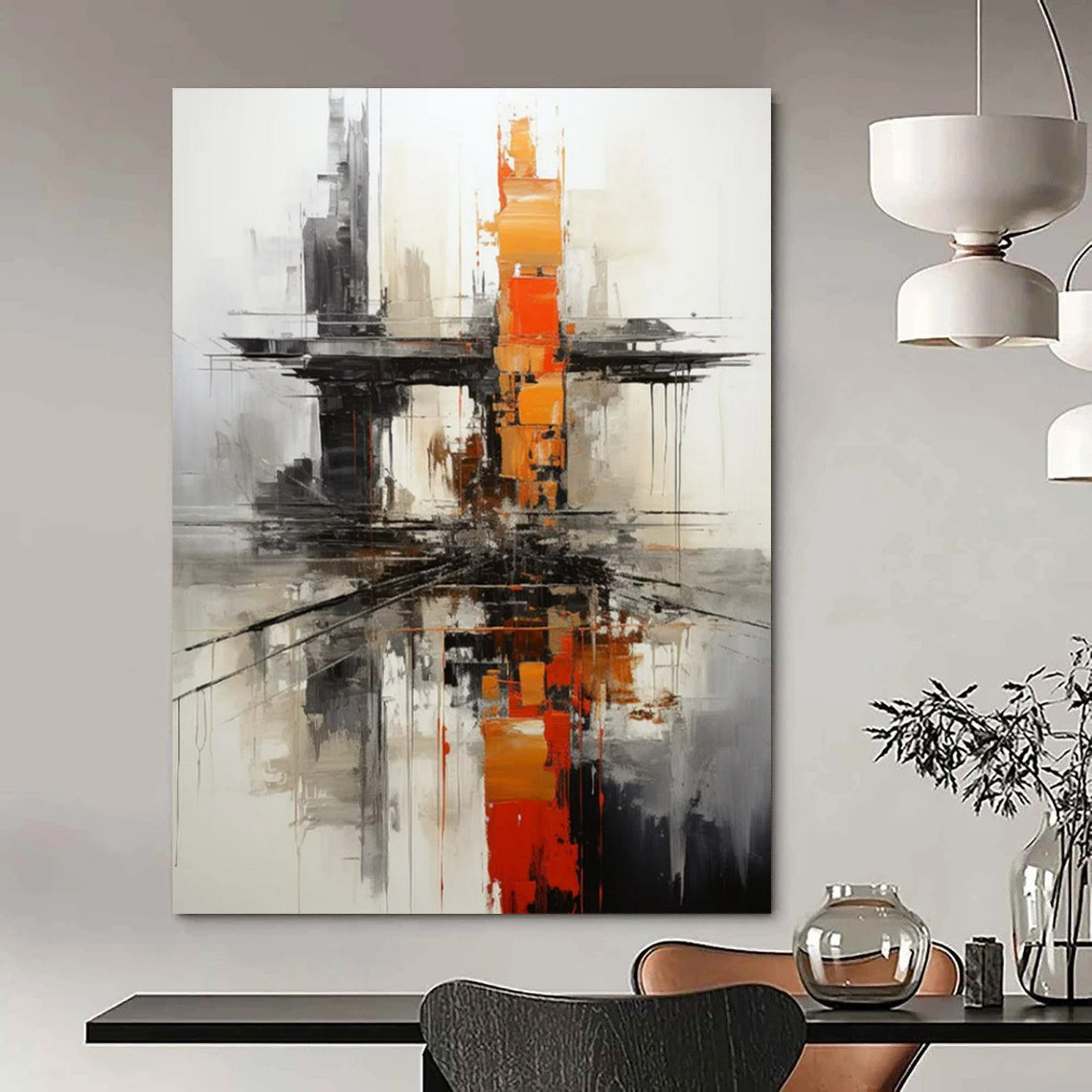 Urban Abstract Reflection - Cityscape - Inspired Abstract Painting On Canvas CT2265
