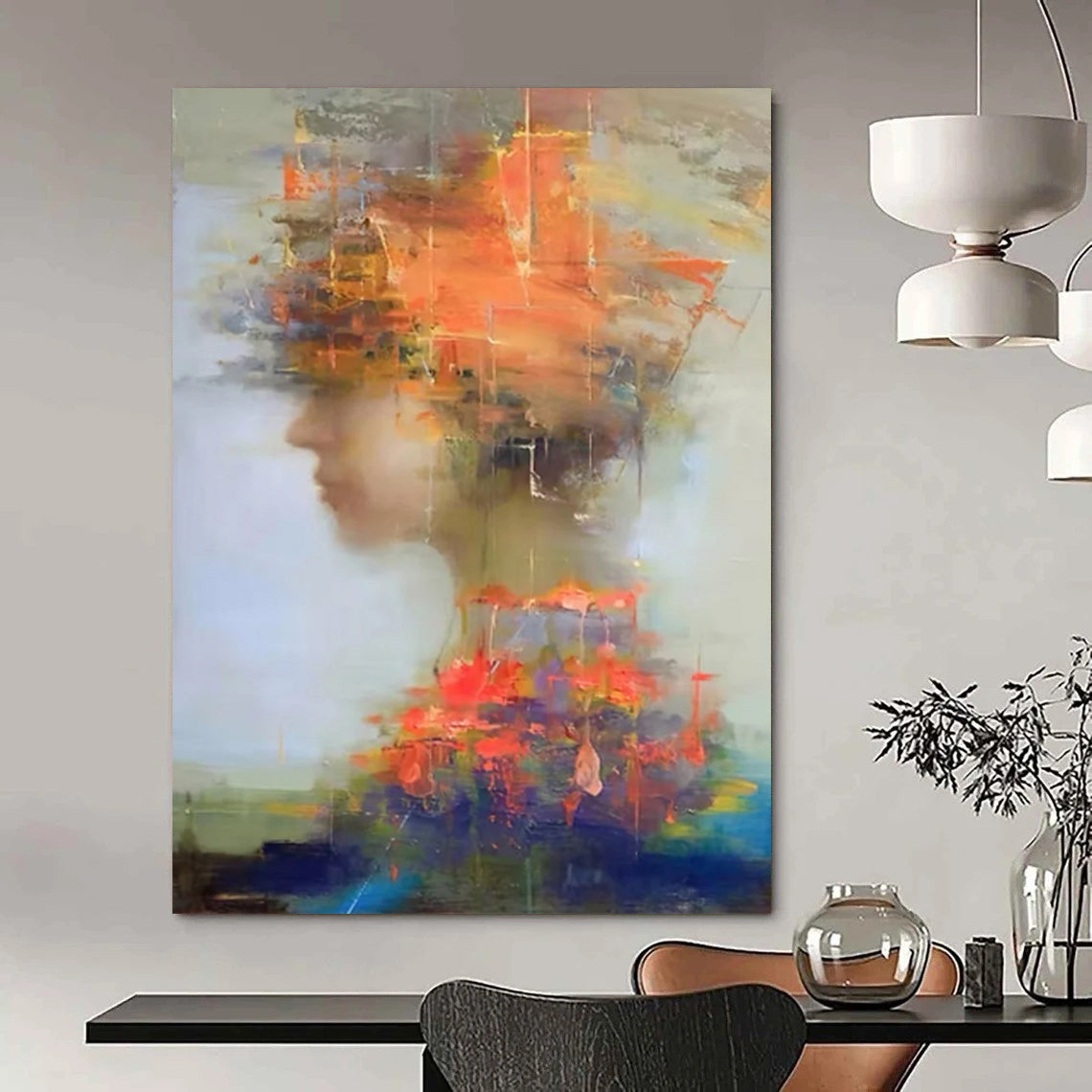 “Colorful, Abstract Portrait ‘Mind’s Mosaic’” - Expressive Figurative Painting On Canvas DTP318