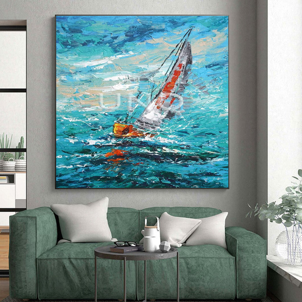 “Impasto Sailing Scene” ，Impasto Marine Oil Painting CT0915