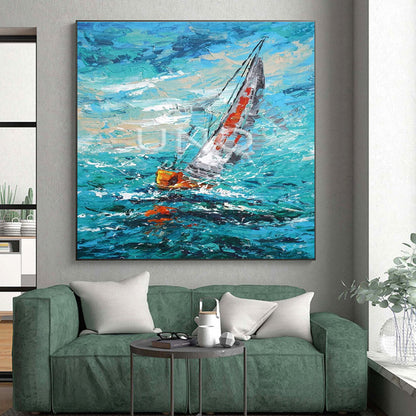 “Impasto Sailing Scene” ，Impasto Marine Oil Painting CT0915