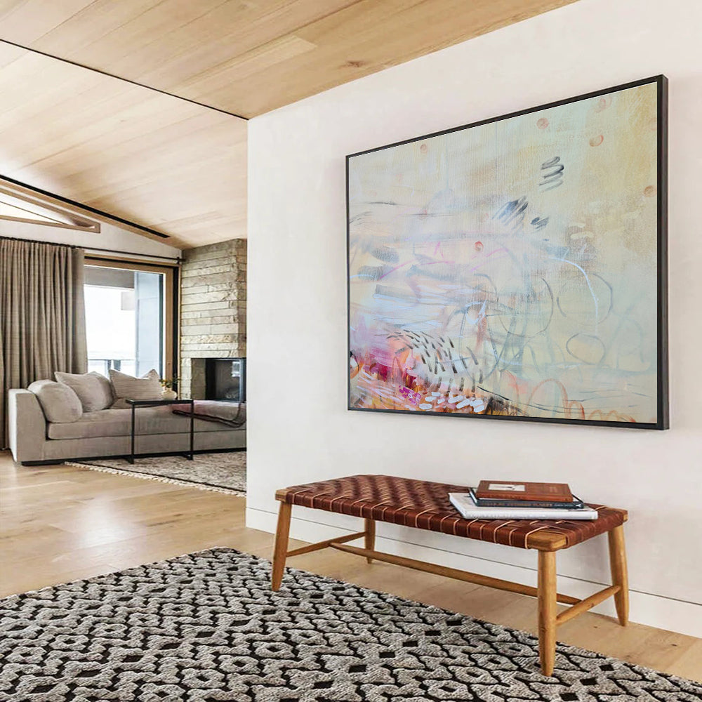 Subtle Abstract on Beige - Delicate Marks and Soft Transitions Painting On Canvas DKH066