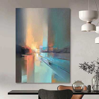 “Cityscape in Muted Tones” - Abstract Urban Painting On Canvas DKH1066