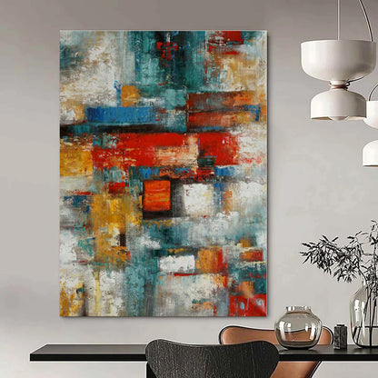 Colorful Geometric Abstract - Cubist - inspired Acrylic Painting CT1395