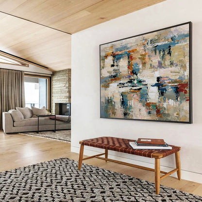 “Color - Blended, Abstract Scene ‘Harmonious Chaos’” - Abstract Impasto Painting On Canvas DLZ012