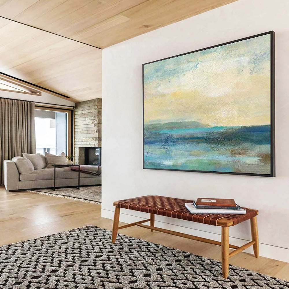 “Blue - Green Abstract Sea” Abstract Acrylic Painting On Canvas DKH435