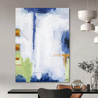“Cool Tones Abstract - Blues, Greens, and Playful Elements” Painting On Canvas CT2391