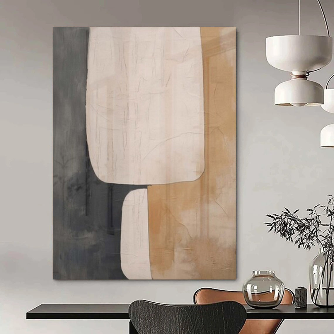 “Muted Shape Overlap” – Minimalist Abstract Art CT1047