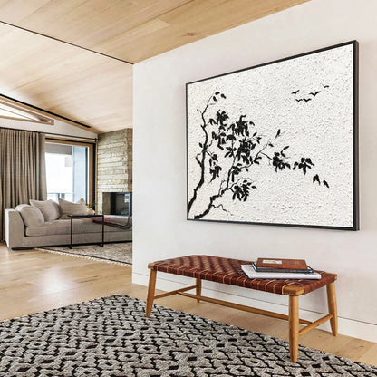 “Ink - Style Tree & Birds” Chinese Ink - Inspired Painting On Canvas DKH451