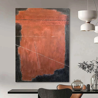 Rust & Black Geometric - Abstract Geometric Oil On Canvas CT1320