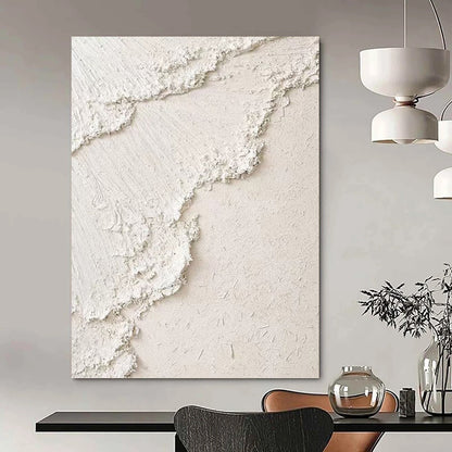 Minimalist White Textured Abstract - Abstract Painting On Canvas DKH1492