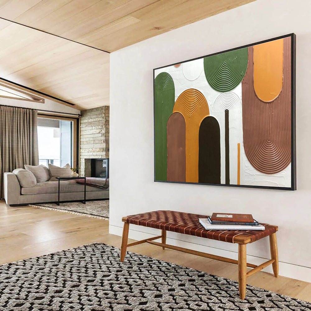 Textured Organic Shapes - 3D - Effect Abstract Painting On Canvas DKH593