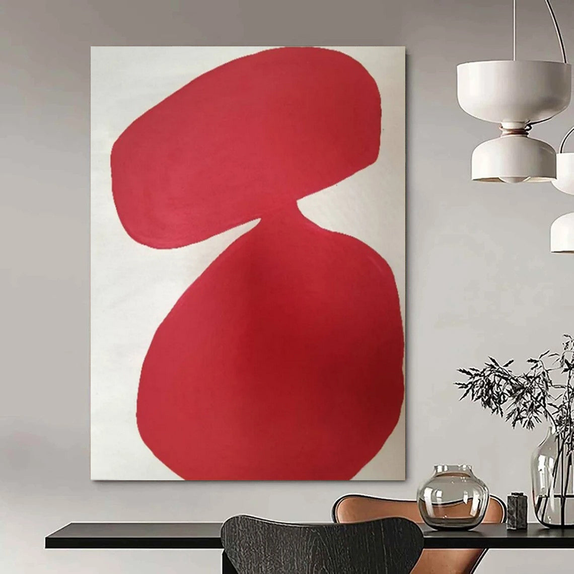 “Red - White Organic Form” – Abstract Red Shape Art CT0997