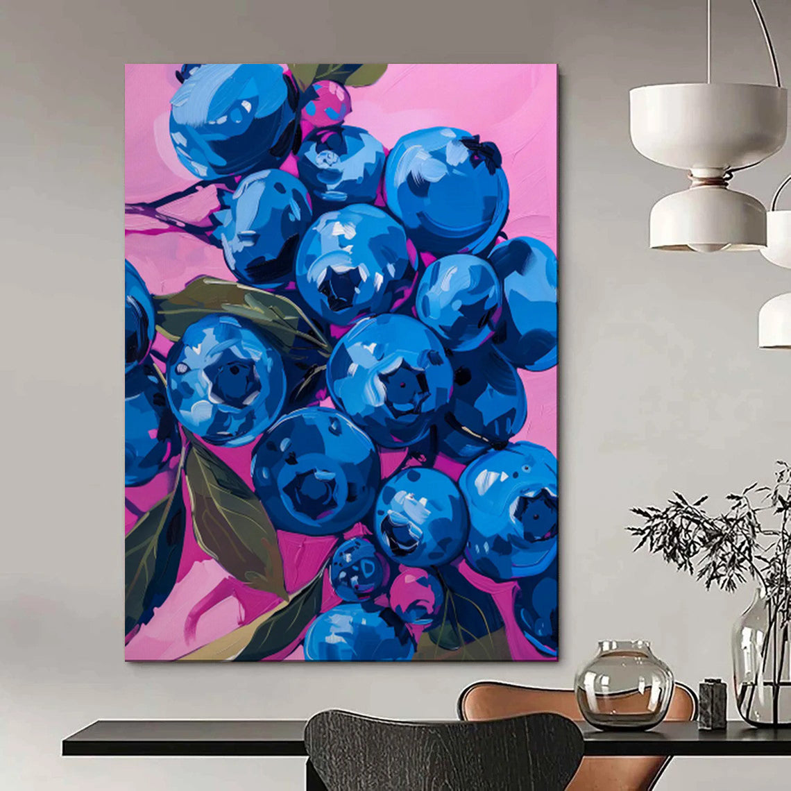 “Vibrant Blueberries on Pink” - Pop - Art Still Life CT2013