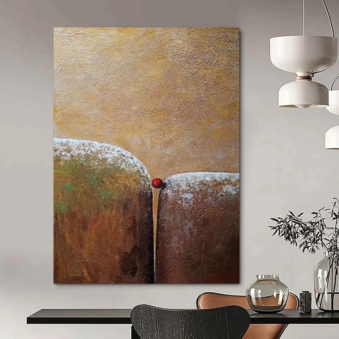 “Brown Textured Forms” - Surrealist Minimalist Painting On Canvas DTP033