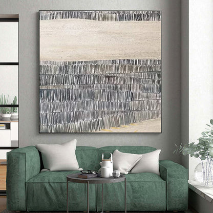 Gray - White Wavy Textures, “Stone Ripples” - Textured Abstract Acrylic Painting CT0729