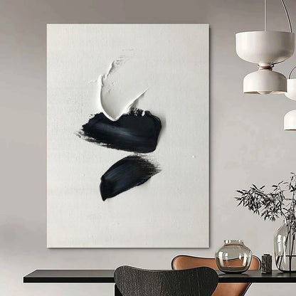 “Black - White Palette Strokes” - Minimalist Textured Painting On Canvas DKH1666