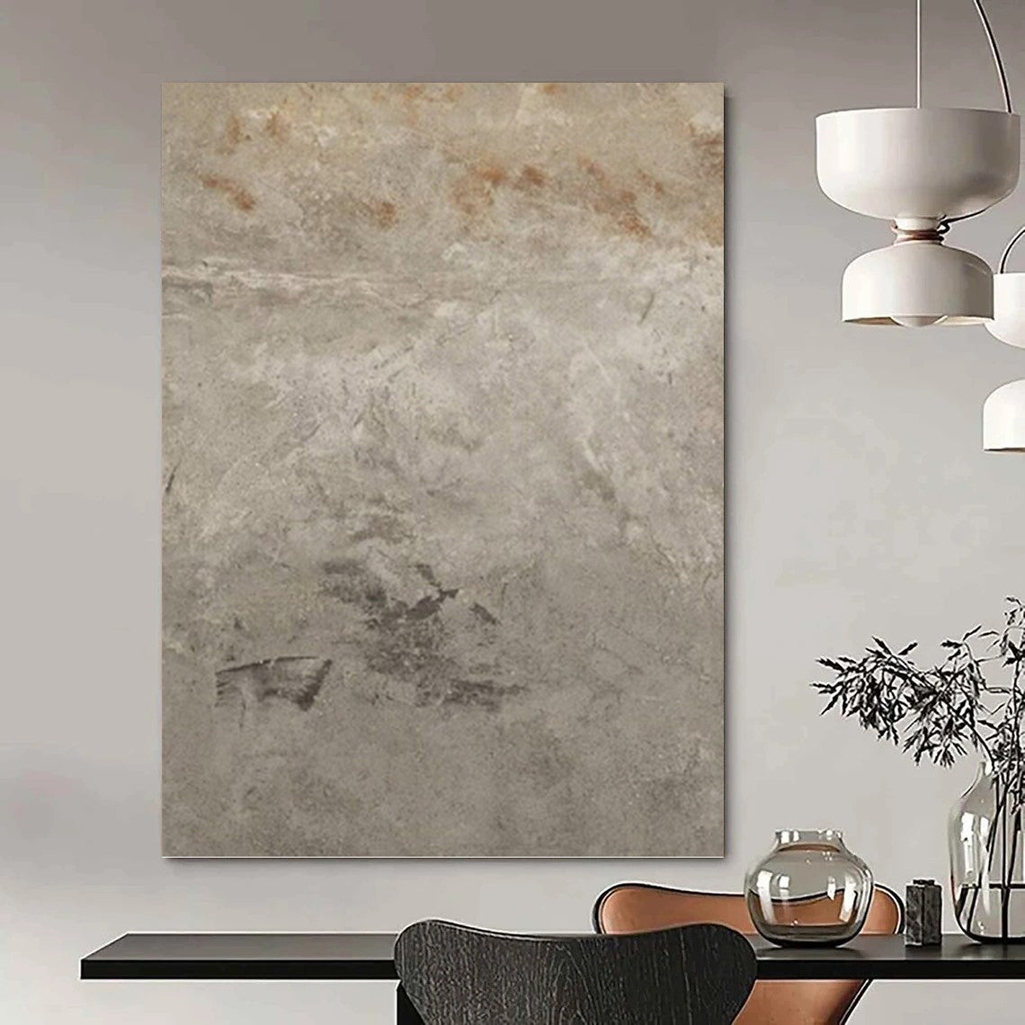“Neutral Textured Background” - Gray & Brown Subtle Textured Painting On Canvas DKH0960