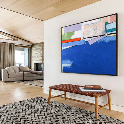 Soft Color Field Layers in Green, Blue, and White, Abstract Landscape - Inspired Painting On Canvas DKH575
