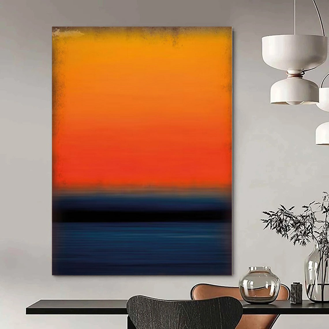 “Vibrant Orange - Blue Horizon” – Color Field Painting CT1183