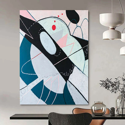 “Geometric Abstract in Pastels - Pinks, Blues, and Subtle Details” Painting On Canvas CT2385