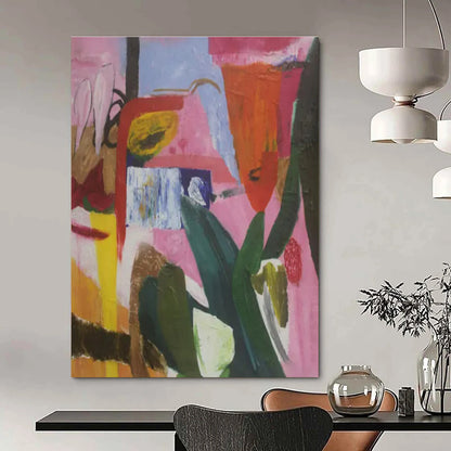 Pink - Purple - Orange Abstract Composition - Modern Abstract - Style Acrylic Painting CT1410