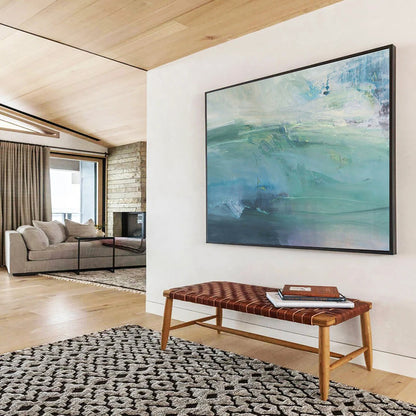 “Turquoise Abstract Seascape” Abstract Impressionist Painting On Canvas DKH417