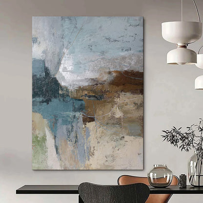 “Layered Blues and Browns Abstract Textures” - Abstract Oil Painting CT1923