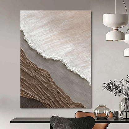 “Neutral Textured Layers” - Beige, White, Gray & Brown Minimalist Mixed - media Painting DKH1036