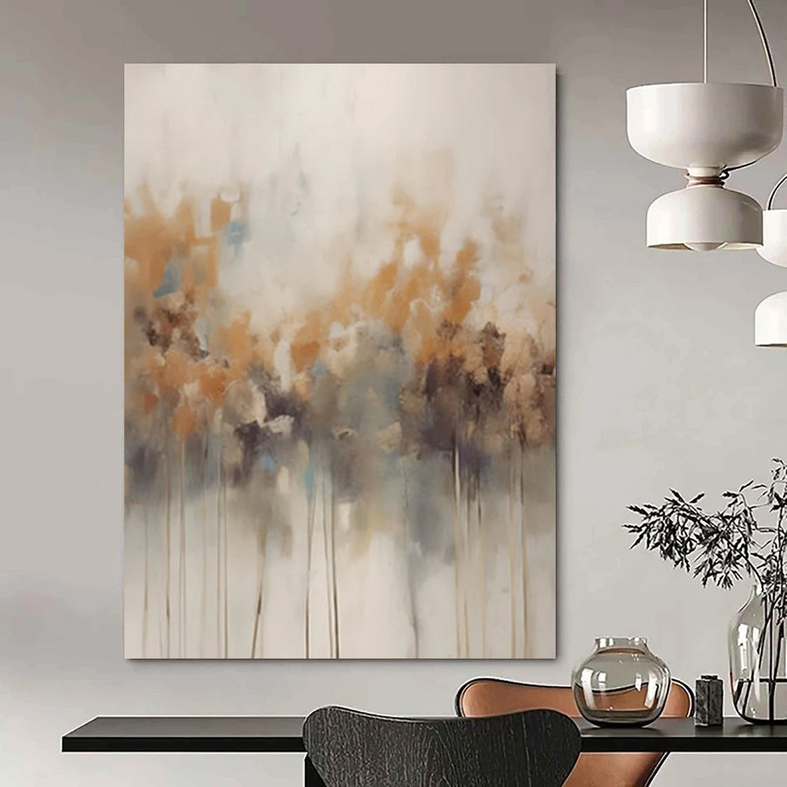 “Neutral - Toned Floral Abstraction” - Abstract Floral Painting On Canvas DTP117