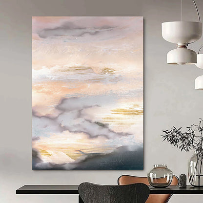“Golden - Accented Sky” - Abstract Landscape Painting On Canvas DTP166
