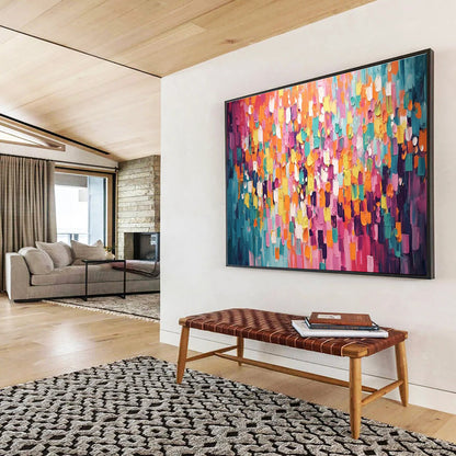 “Color Block Mosaic - Bright Square Abstract Painting On Canvas” DKH868