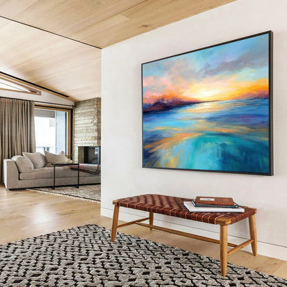 “Vibrant Sunset Over The Sea” Seascape Painting On Canvas DLZ069