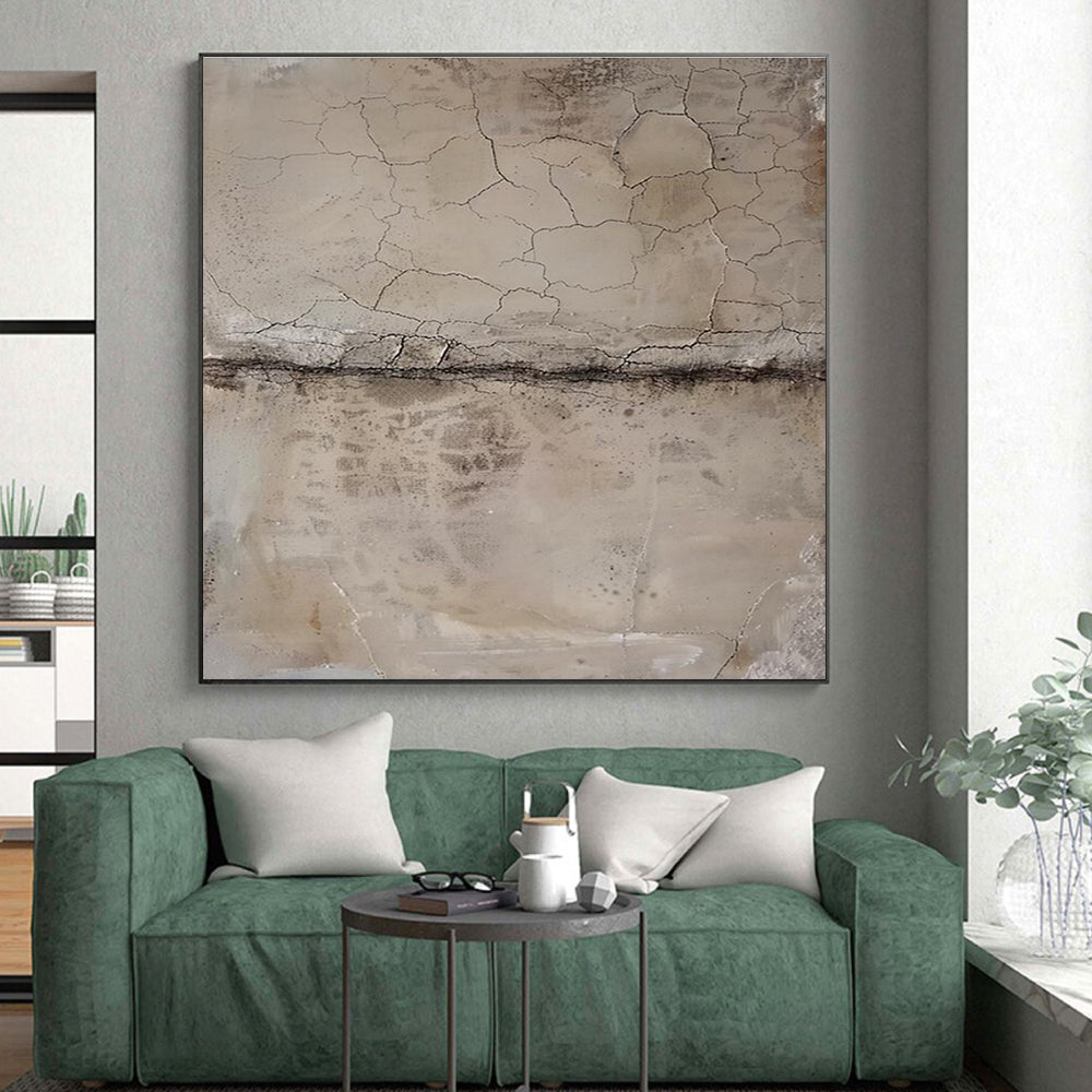 “Earthy Tones, Cracked Textures” - “Time’s Embrace”，Mixed - Media Textured Painting CT0703
