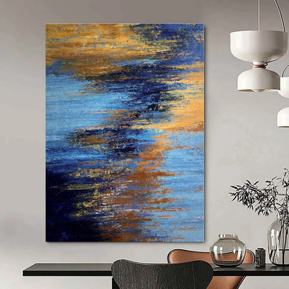 Blue - Gold Fusion - Abstract Landscape Oil Painting CT1234