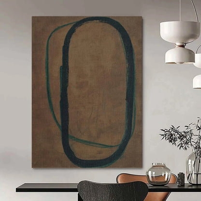 Brown, Green & Black - Looping Forms Painting On Canvas DKH1153