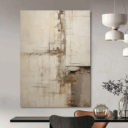 Textured Neutrals Abstract Grid - Abstract Painting On Canvas DKH1319