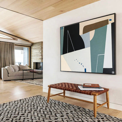 “Neutral Geometric Abstraction” Abstract Oil Painting On Canvas DKH553