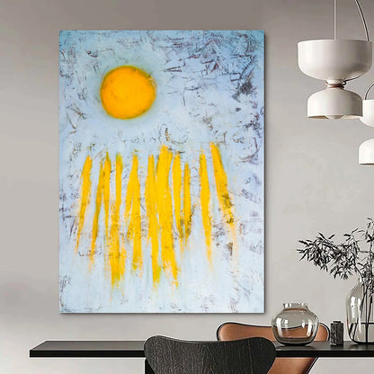 Sunrise Abstract - Soft Yellows on Muted Blues Painting On Canvas CT2377