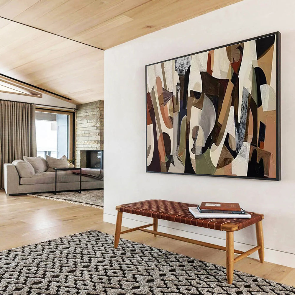 Cubist - Style Abstract - Cubist Abstract Painting On Canvas DKH621