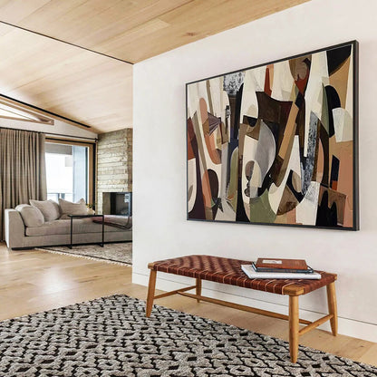 Cubist - Style Abstract - Cubist Abstract Painting On Canvas DKH621