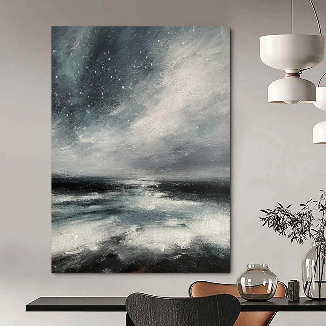 Starry Sea Abstract - Seascape - Inspired Abstract Painting On Canvas CT2270