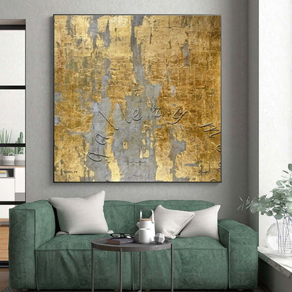 “Gold and Gray Texture” ，Textured Mixed - Media Art CT0888