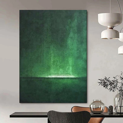 “Emerald Light: Abstract Nocturne” - Textured Monochrome Acrylic on Canvas CT1891