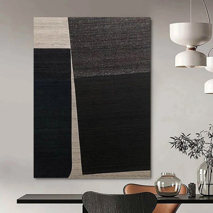 “Black and White Geometric Abstract” - Minimalist Painting On Canvas DKH1114