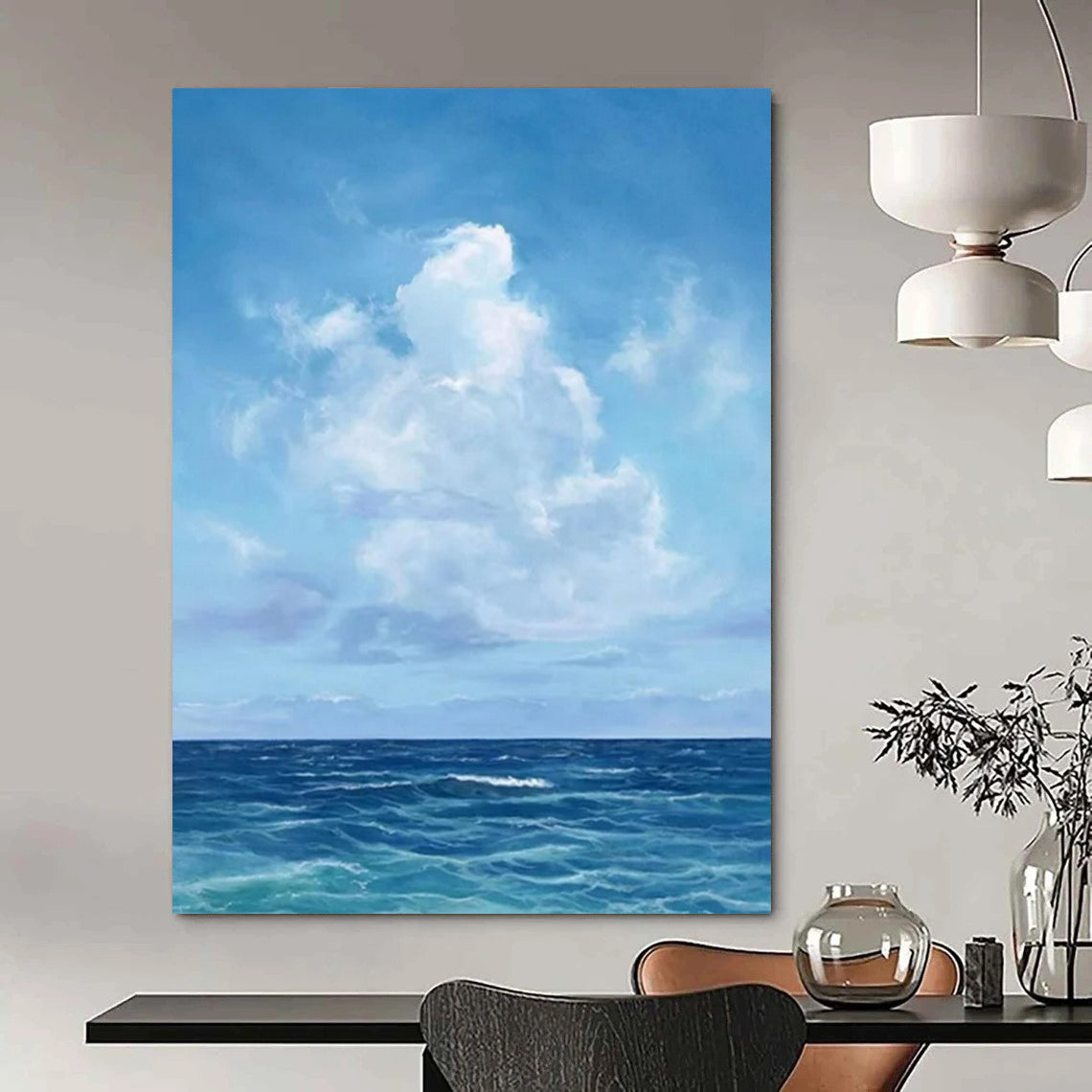 Blue Sky & Ocean - Seascape - Inspired Realist Painting On Canvas CT2298