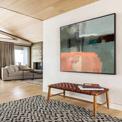 Grey and Orange Abstract “Urban Abstract Fusion” Painting On Canvas DKH075