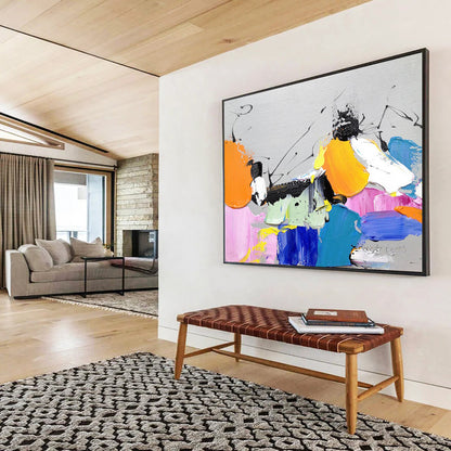 “Colorful Abstract Burst” - Multicolor Expressionist Abstract Painting On Canvas DLZ267