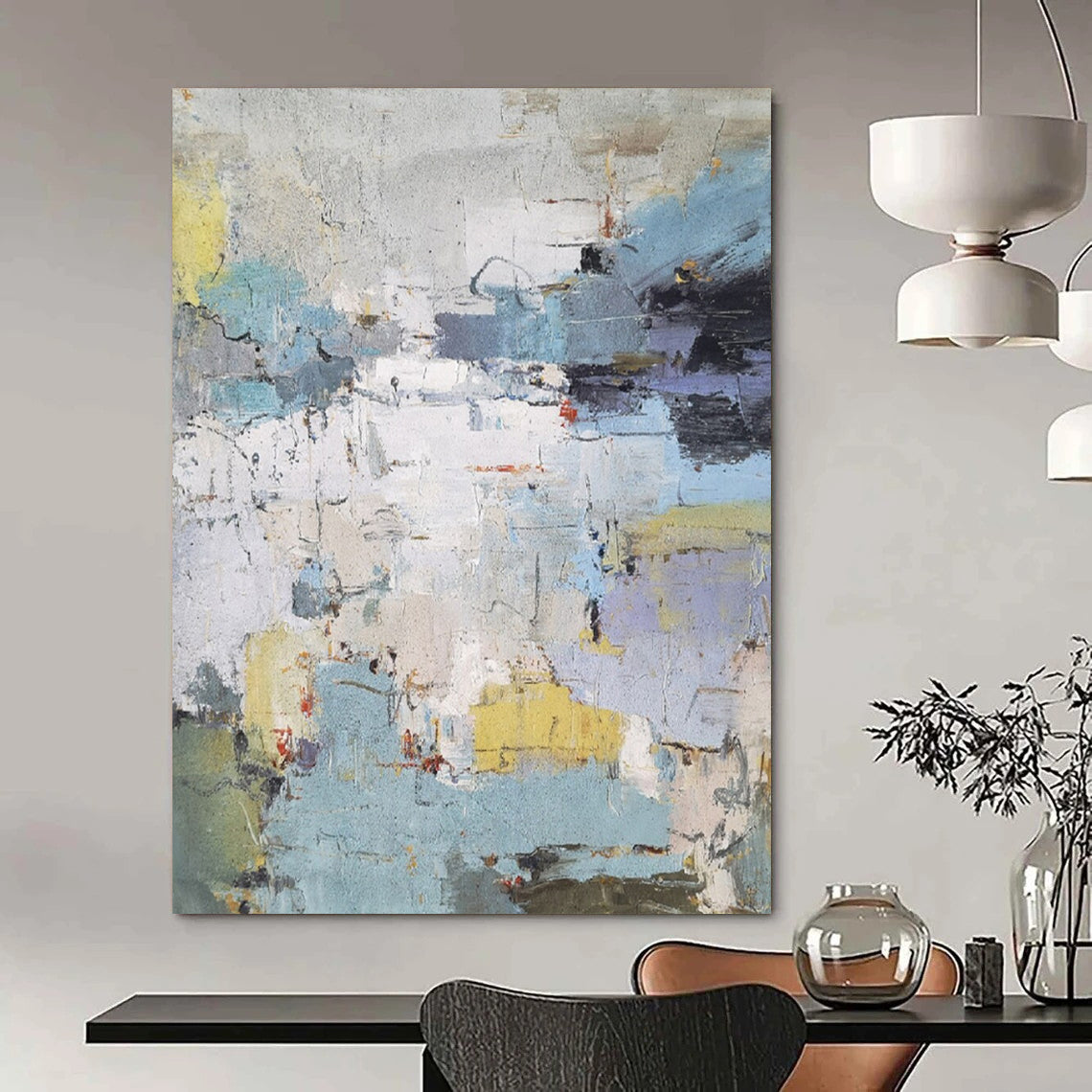 “Colorful, Abstract Cityscape ‘Urban Mosaic’” - Impasto Abstract Painting On Canvas DTP352
