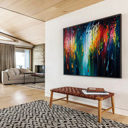 “Rainbow Drip - Colorful Raindrop Abstract Painting On Canvas” DKH867
